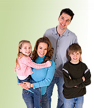 Family smiling after an eye care appointment